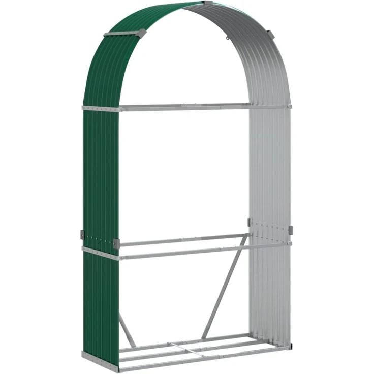 vidaXL Kaminholzunterstand Grün 120x45x210 cm Verzinkter Stahl 364542 – Bild 5