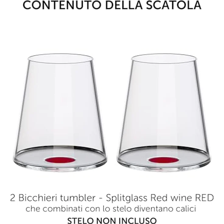 Trebonn SplitGlass Rotweinglas 450 ml Rot 2er-Set – Bild 3