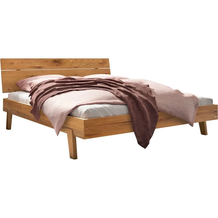Hasena Massivholzbett Imperia Wildeiche natur, geölt 160x210 cm, Komforthöhe 25 cm – Trento
