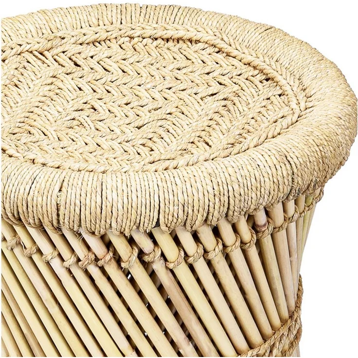 Marrakesch Orient & Mediterran Interior Sitzhocker Boho Sitzhocker Benita handgefertigt aus Bambus in Natur 36 cm modern (1 St), Handarbeit – Bild 3