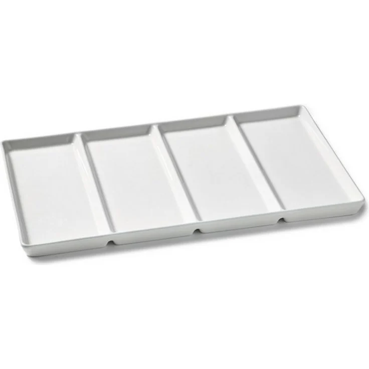Betty Bossi Servierplatte Gourmet Servierplatte mit Fächern, rechteckige Porzellanplatte, weiß, Porzellan, (1 x Servierplatte), vier Unterteilungen, schlichtes Design, Länge 39 cm – Bild 4