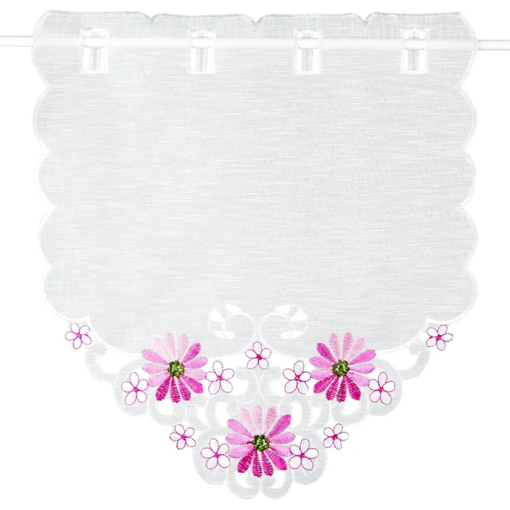 ARSVITA Fenstergardine mit Stickerei, Blumen oder Schmetterlingen bestickte 35x40cm Fensterbild, in vielen verschiedenen Designs verfügbar (Farbe: Rosa - Pink) – Bild 2
