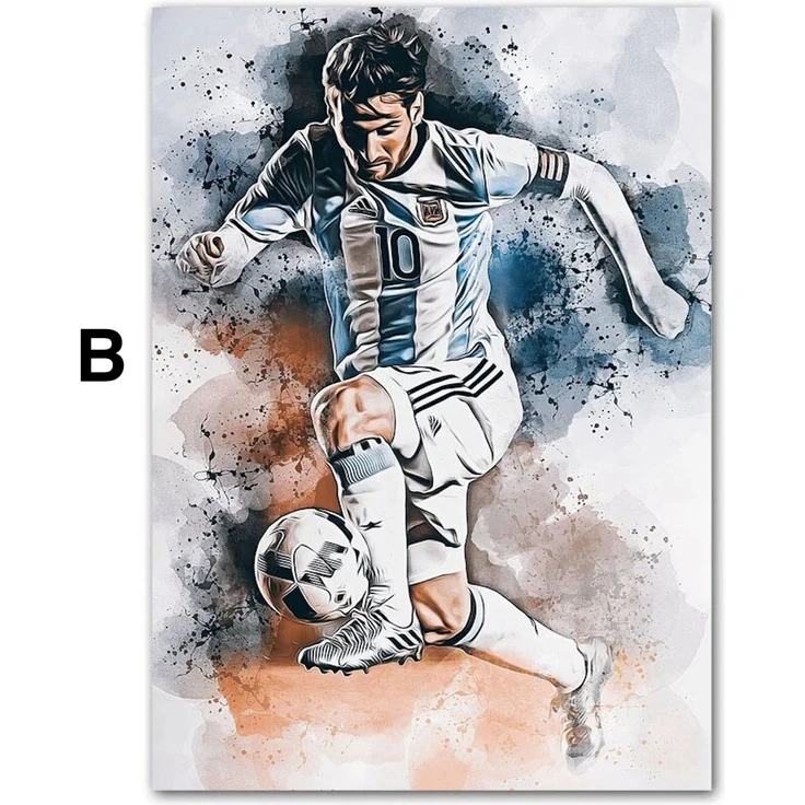 Poster Fußballspieler Lionell Messi & Christiano Ronaldo Tor Jubel als Deko Print ohne Rahmen - B / 50 x 70 cm