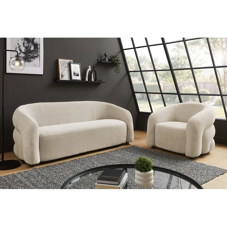 riess-ambiente 3-Sitzer VOGUE 200cm beige – Sofa, Chenille, modern, Schaumstoff-Polsterung, Einzelartikel 1 Teile, komfortable Stoff-Couch mit 3 Sitzplätzen – ideal fürs Wohnzimmer – Bild 5