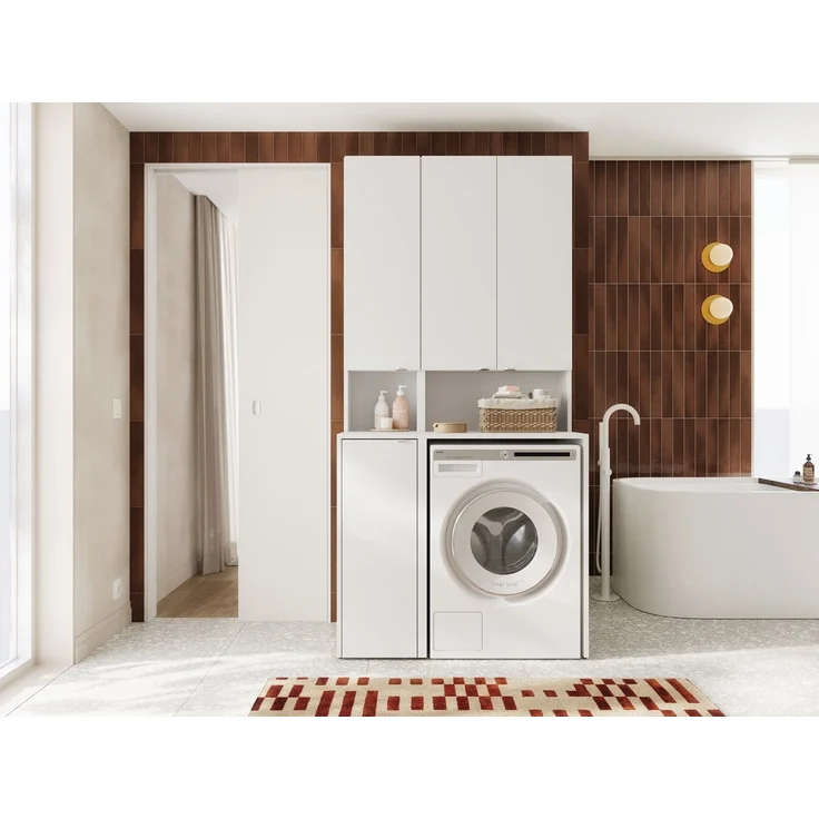 Platan Room Badezimmer-Set Waschmaschinenschrank 65 cm breit und Hochschrank 33 cm breit, Badschrank Aufbewahrungsschrank für Bad, Hoch Schrank Schmal – Bild 3