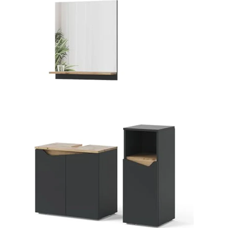 Badmöbel-Set Marelle Anthrazit 3 Teile, mit Midischrank Vicco – Bild 2