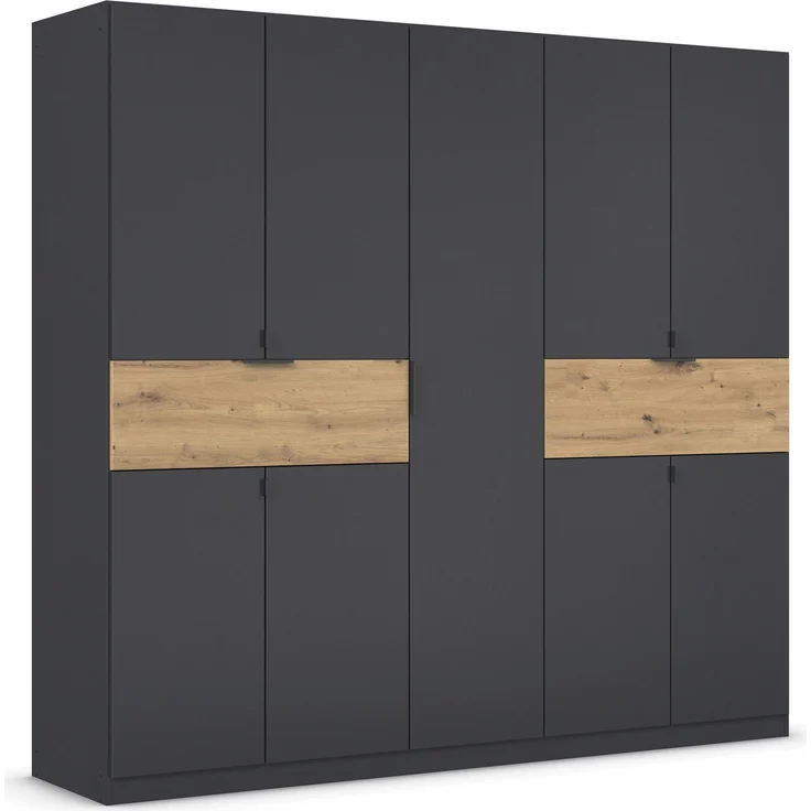 rauch Kleiderschrank, Drehtürenschrank TICAO, 9-türig, 2 Schubkästen, inkl. Türdämpferset, Grau metallic, 226 x 210 x 54 cm – Bild 3