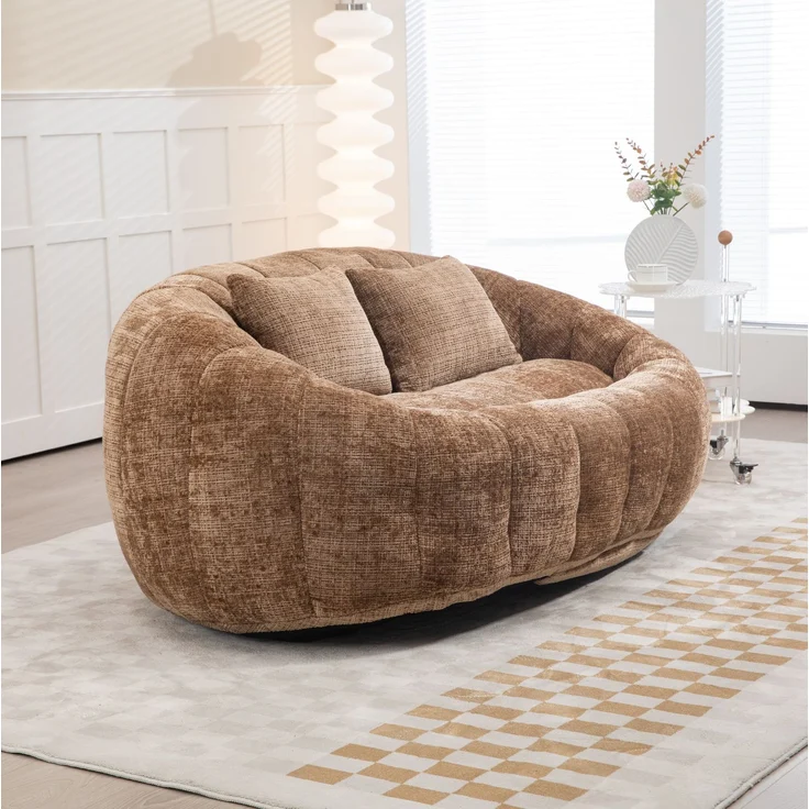 Bean Bag Sofa Lounger 150x95x63 cm, Kaffee Chenille, hohe Rückenlehne, Indoor/Outdoor – Bild 2