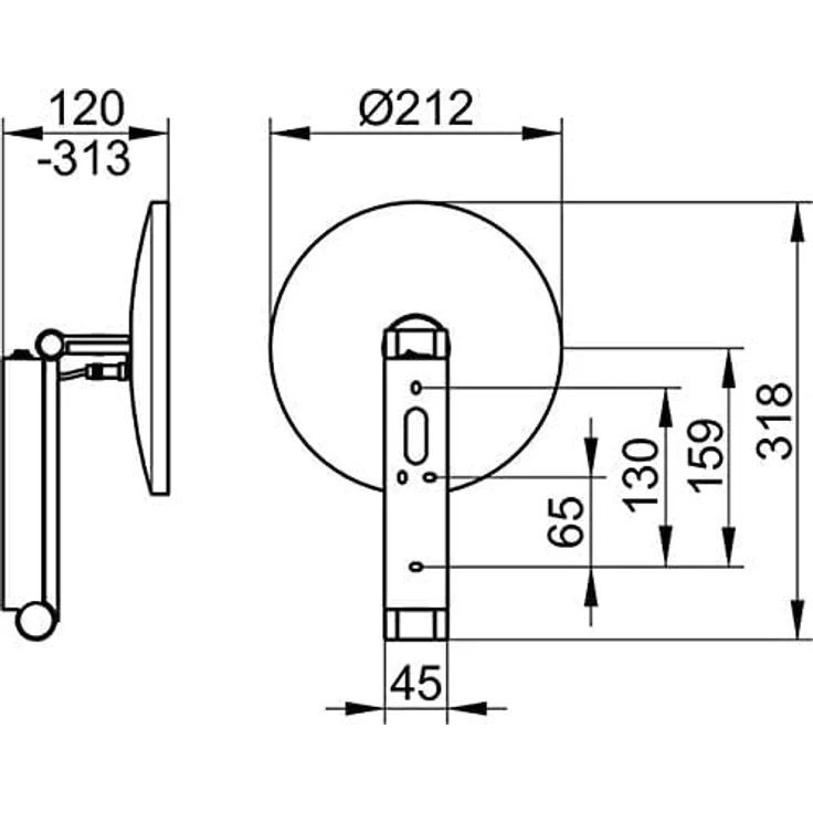 Keuco iLook_Move Kosmetikspiegel, rund, Ø20 cm, 5-fache Vergrößerung, mit Wippschalter, beleuchtet, verchromt, Made in Germany, Unterputz – Bild 3