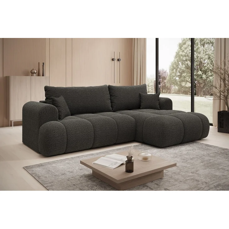 thematys Ecksofa TREVIO 260 x 165 cm, mit Schlaffunktion, mit Bettkasten, Dunkelgrau (Fredo 40), Ausrichtung rechts – Bild 2
