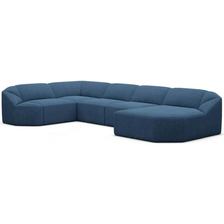 Wohnlandschaft Cabrera U-Form - Strukturstoff - Blau - Rechts