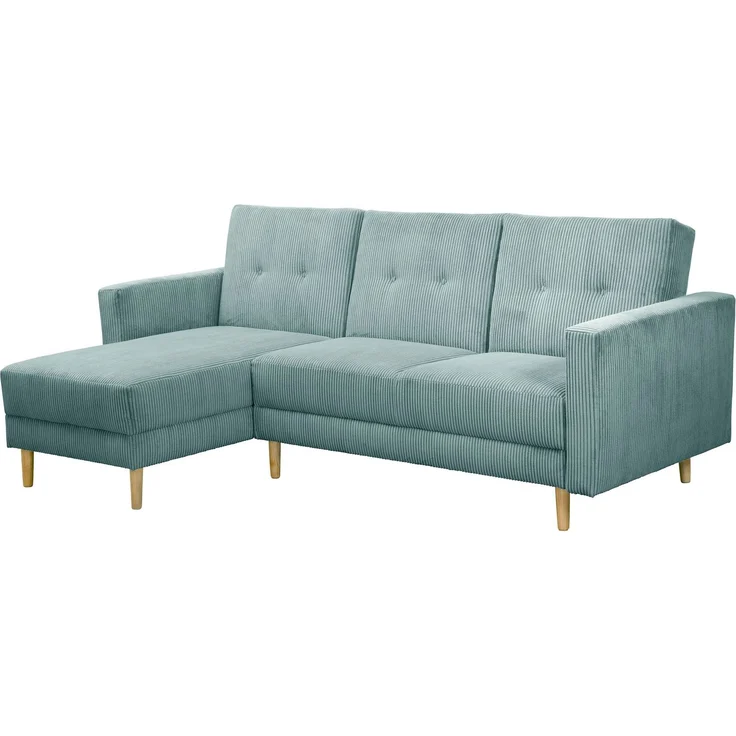 Funktionssofa mit Hocker Kattie Cordstoff eisblau – Bild 4
