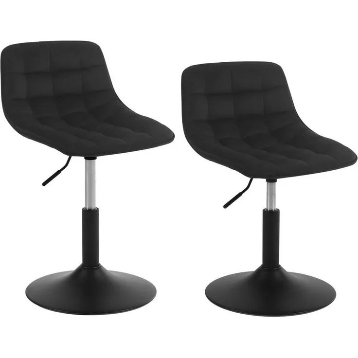 WOLTU 2er Set Verstellbarer Sitzhocker Stuhl Arbeitshocker Bürohocker Esszimmerstuhl Schminkhocker Homeoffice Kommerzieller Shop Mehrzweck 360° Schwenken Samt Schwarz Sitz 38-49. 5cm Hoch