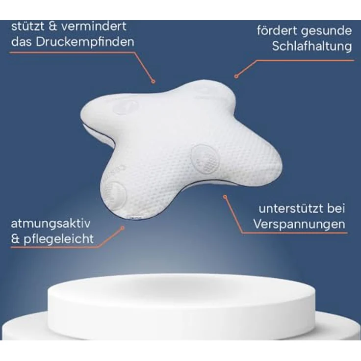casimum Nackenstützkissen Schmetterling BUTTERFLY, Kissen gegen Nackenschmerzen, Füllung: Memory Foam (Memory Schaum), Bezug: Grau, Seitenschläfer, Seitenkippschläfer, ergonomisches Schmetterlingskissen aus Memory Schaum 56x48x11,5, grau – Bild 6