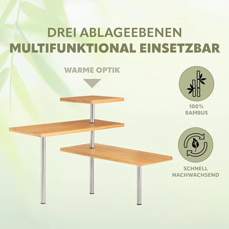bremermann Küchenregal Bambus-Eckregal, Küchenregal, Material aus Bambusholz und Edelstahl – Bild 7