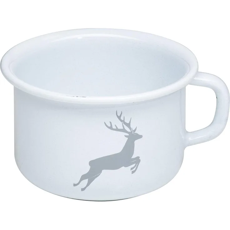 Riess Country Kaffeeschale Ø10cm Emaille 10cm 0,4 Liter Hirsch grau Emaille