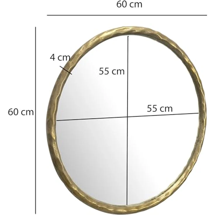 MID.YOU Wandspiegel, rund, gold, Glas, 60x60x4 cm – Bild 4