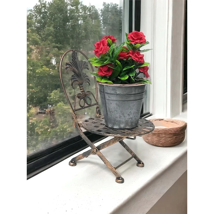 Blumenhocker Stuhl klappbar metall Blumenständer Pflanzenständer 32 cm Puppenstuhl – Bild 7