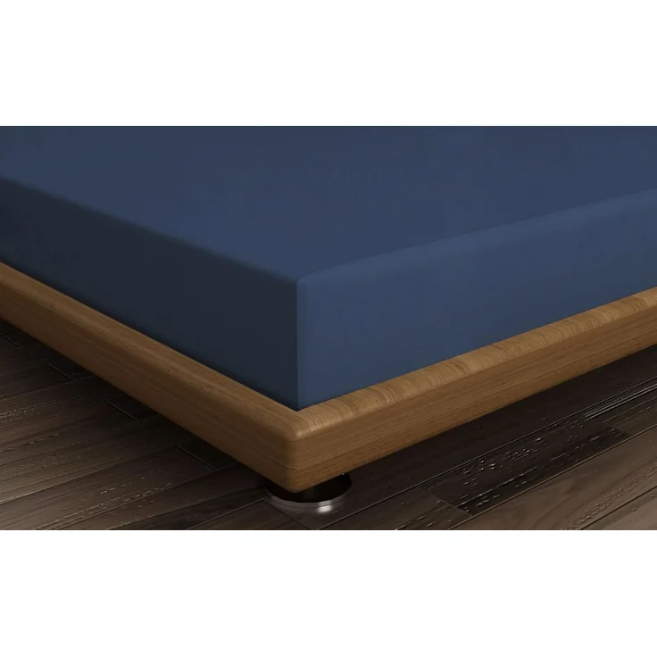 L'essentiel Maison 'Dark Blue' Ranforce Doppel-Spannbettlaken (FR) (IT) (ES) (DE), Dunkelblau, 190+30 x 140 cm – Bild 2