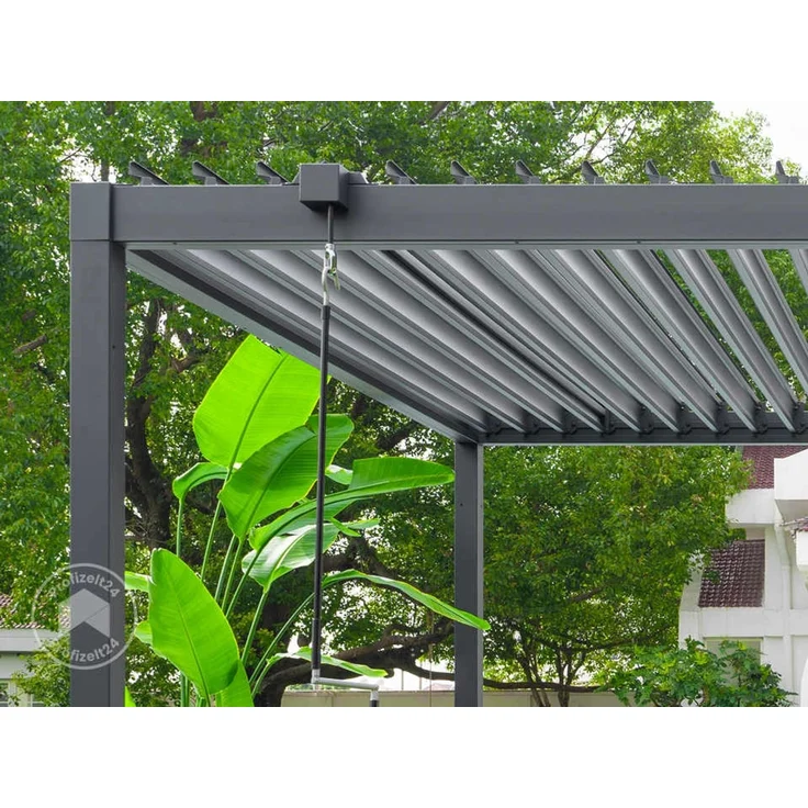 PRIMEYARD Pergola 3x3,5 m Pfosten und Lamellendach aus Stahl - anthrazitfarbene Terrassenüberdachung – Bild 6