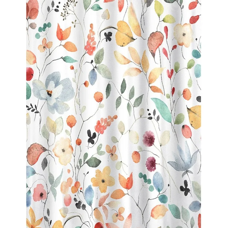 Euroshowers GmbH Duschvorhang Blumenmuster Bunt 180 × 200 cm Polyester mit 12 Ringen Breite 180 cm