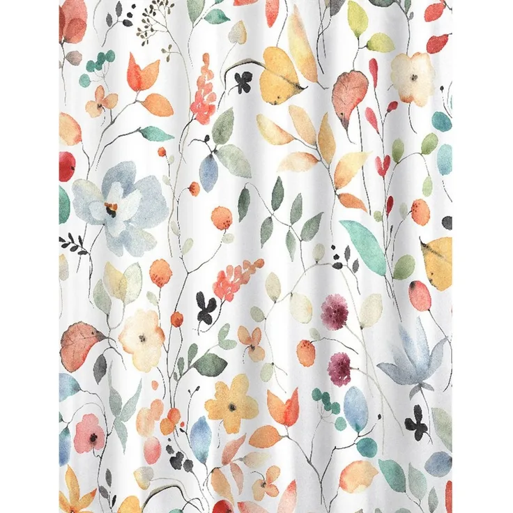Euroshowers GmbH Duschvorhang Blumenmuster Bunt 180 × 200 cm Polyester mit 12 Ringen Breite 180 cm