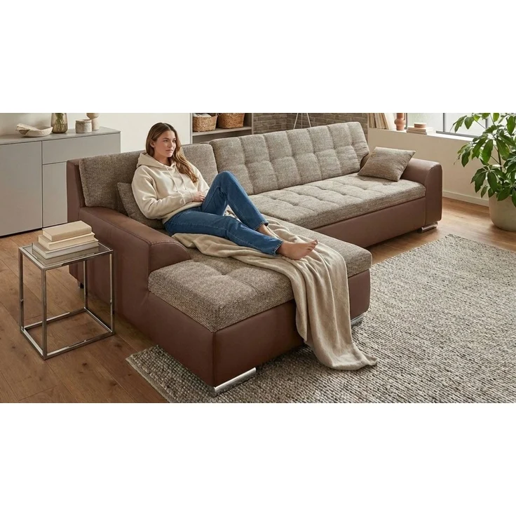 DOMO collection Ecksofa Treviso viele Bezüge, auch in Cord, L-Form, B/T/H: 267/80/83 cm, mit Bettfunktion, inkl. Zierkissen, Unser Dauertiefpreis – Bild 3