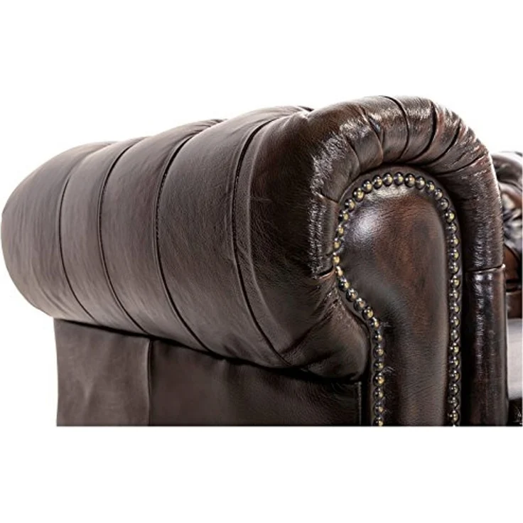 Chesterfield Sessel antik braun Echtleder 100x72x90 cm massivum Serie Chesterfield Ledersessel Clubsessel Wohnzimmer Herrensessel – Bild 4