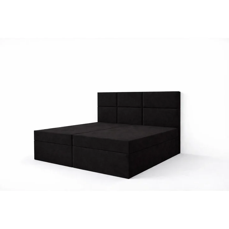 KRISAN MÖBEL Kontinentalbett DREAM2 Schwarz mit 2 Bettkasten und ergonomischem Topper, Bonell-Federkern Matratze, 140 x 200 cm – Bild 1