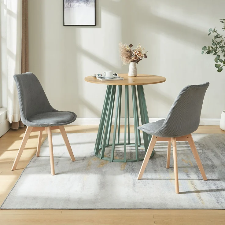 Esszimmerstuhl Fläten 2er Set Cord Grau [en. casa] – Bild 1