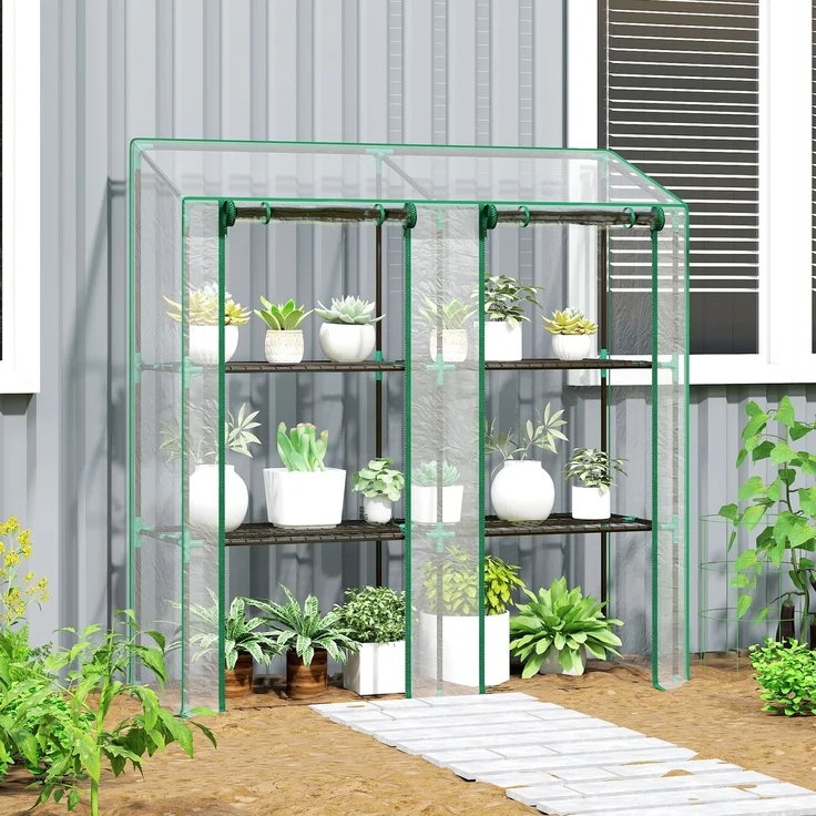 Outsunny Gewächshaus, Stahl, Kunststoff, Transparent, 143L x 46B x 151H cm – Bild 9