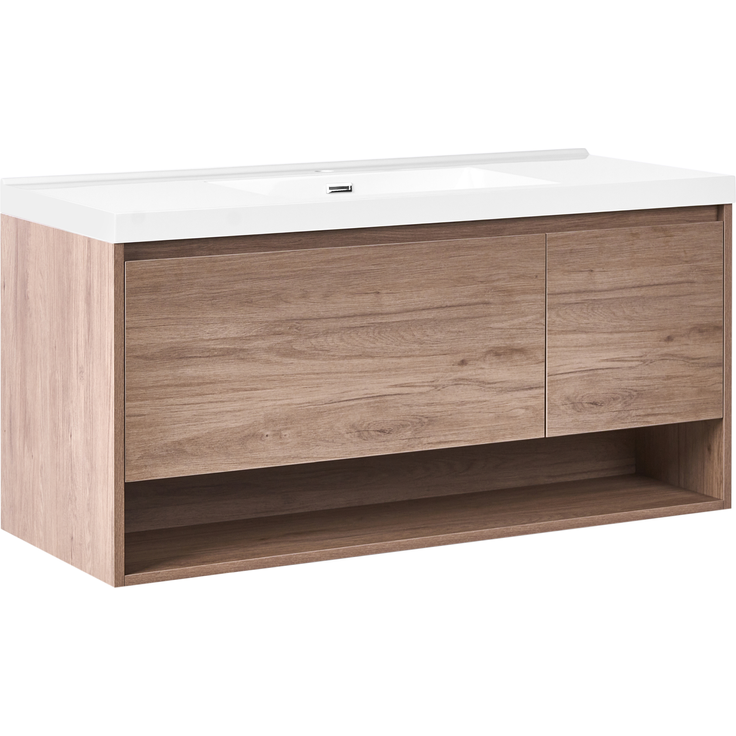 Wandmontierter Waschbeckenunterschrank mit Waschbecken UMAYO Hellbraun