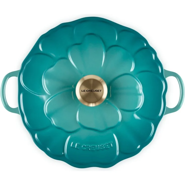 LE CREUSET Kochtopf Signature Gourmet-Profitopf Blume bleu riviera 26cm, Emailliertes Gusseisen – Bild 4