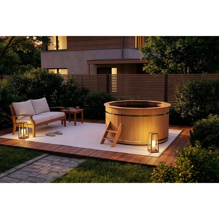 FinnTherm Badefass Bergen aus Holz mit Montagematerial