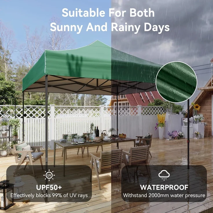 Aoxun Faltpavillon 3x3m Wasserdicht Stabil, Pop Up Pavillon mit Handtasche, UV-Schutz 50+ Gartenzelt Inkl. Rolltasche, Sandbags, Partyzelt Fuer Camping, Strand, Hochzeit und Outdoor Shelter, Grün – Bild 8