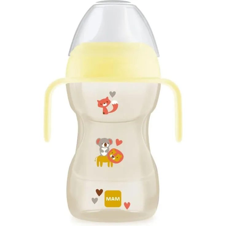 MAM Fun to Drink Cup Kinderbecher 270 ml, Babyflasche Wasser und Milch für Babys 8+ Monate mit auslaufsicherem Ausguss und Ventil für freien Durchfluss, Babyflasche mit praktischen rutschfesten