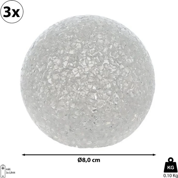 CEPEWA LED Dekolicht LED Deko Kugel Soft 3er Set Ø8cm warmweiß Kunststoff Lichtball – Bild 4