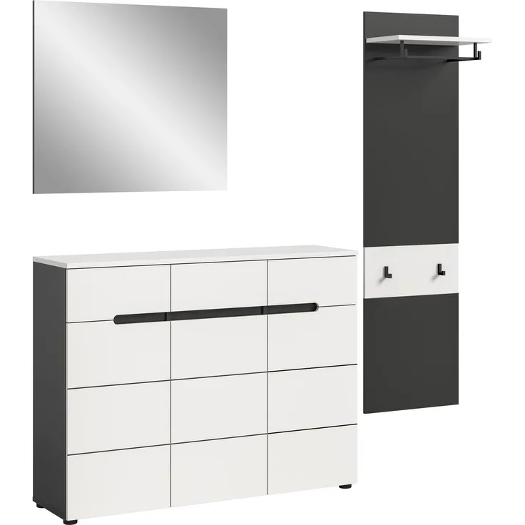 Garderobenkombination (B/H/T: 180x190x37 cm) in weiß Nachbildung