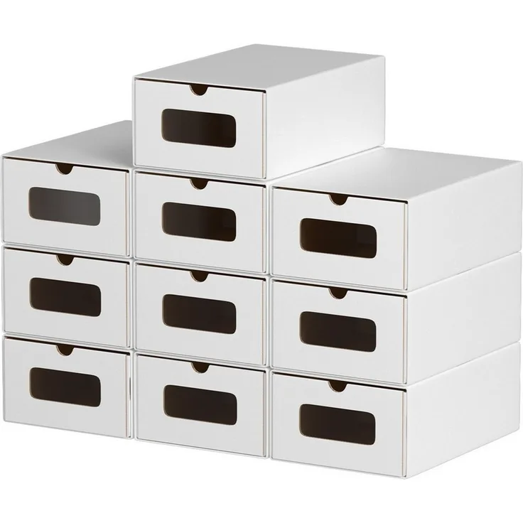 Clanmacy Schuhbox 10/20X Schuhboxen Boxen stapelbar mit Sichtfenster Schuhe Spielzeug (20 St)