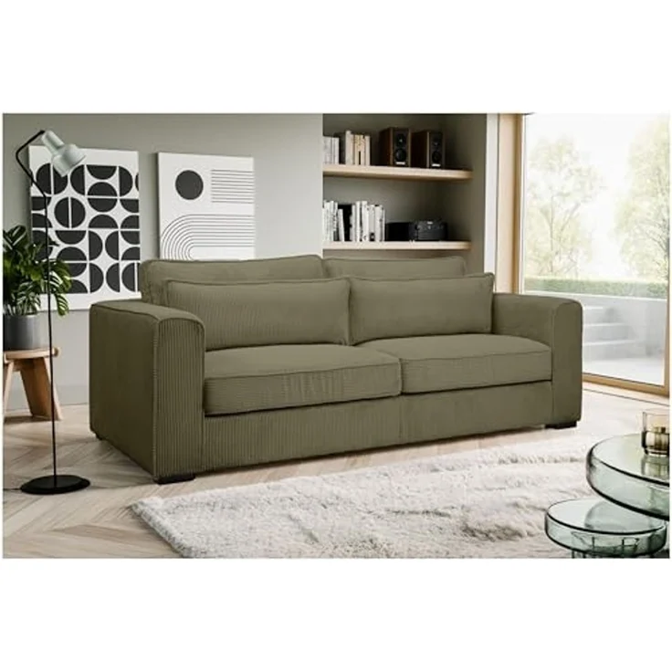3-Sitzer-Sofa B/H/T: 241 x 92 x 112 cm in khaki – Bild 2