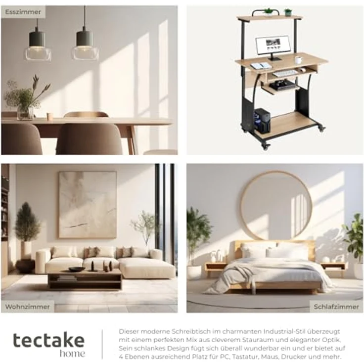 tectake Schreibtisch Fife (1-St, 1 tlg), Funktionaler Schreibtisch im kontrastreichen Industrial Style – Bild 7