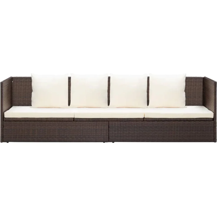 vidaXL Garten-Sofabett mit Kissen Poly Rattan Braun 49392 – Bild 8