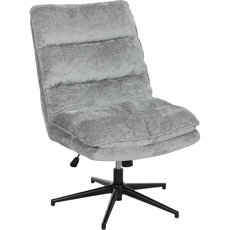 HOMCOM Bürostuhl mit breiterem doppelschichtigem Polster, Wippfunktion (gepolsterter Schreibtischstuhl ohne Armlehnen, 1 St), für Home Office Büro, Grau