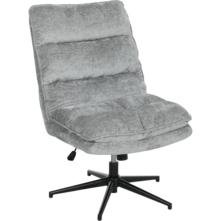 HOMCOM Bürostuhl mit breiterem doppelschichtigem Polster, Wippfunktion (gepolsterter Schreibtischstuhl ohne Armlehnen, 1 St), für Home Office Büro, Grau – Bild 1