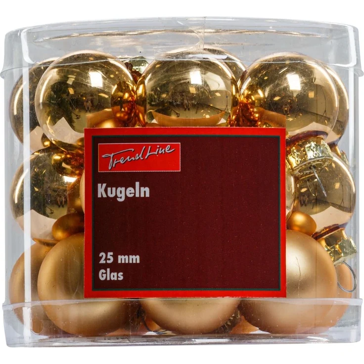 TrendLine Christbaumkugeln 20 Kugeln Ø 6 cm Glas Gold Weihnachtskugeln – Bild 1