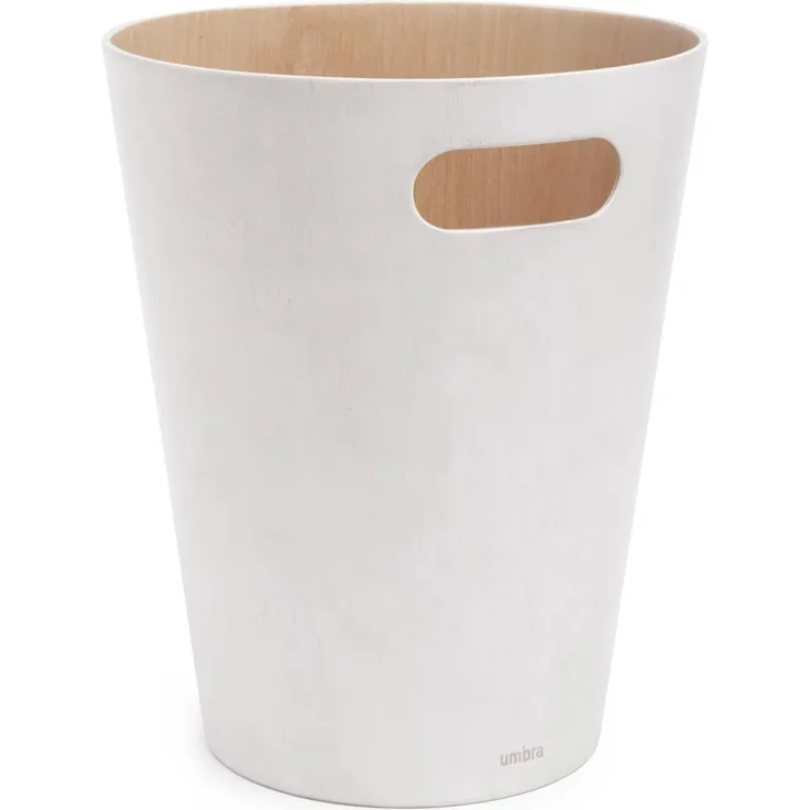 Umbra 'Woodrow' Papierkorb, Holz, 7,5 Liter, Weiß / Natur