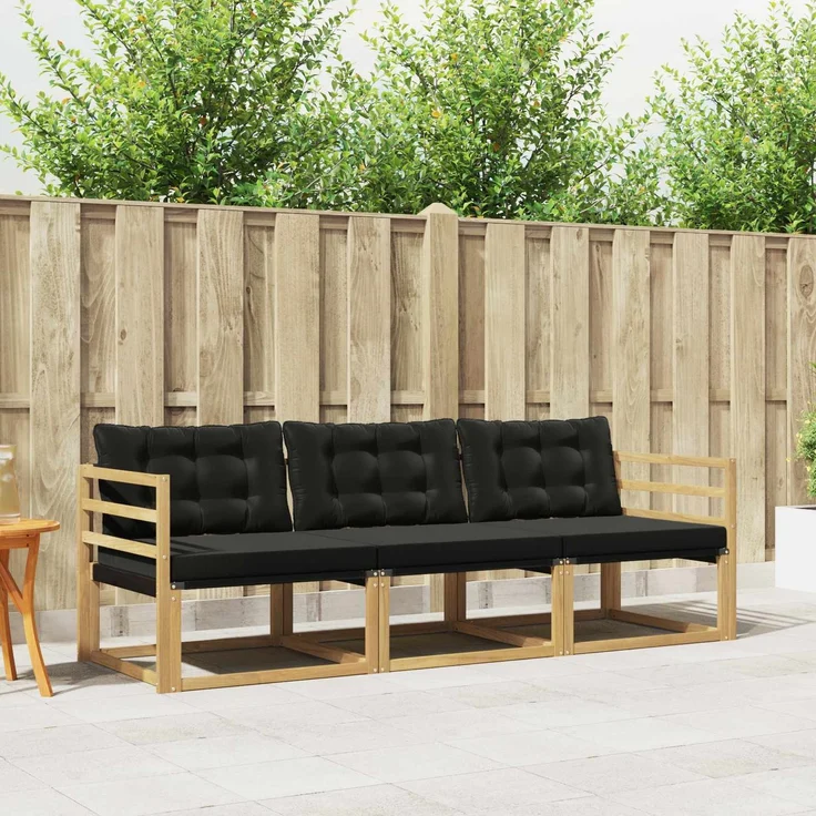 vidaXL Outdoor-Sofagarnitur 3 stk. Weiß und Schwarz 3388362 – Bild 1