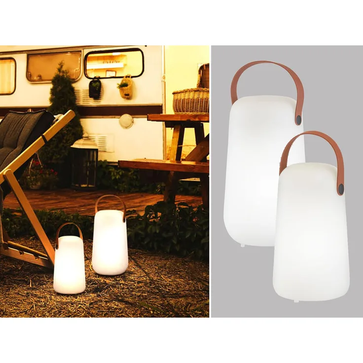 meineWunschleuchte Outdoor-Akku-Tischlampe mit Fernbedienung, 2er-Set, RGB, Kunststoff weiß