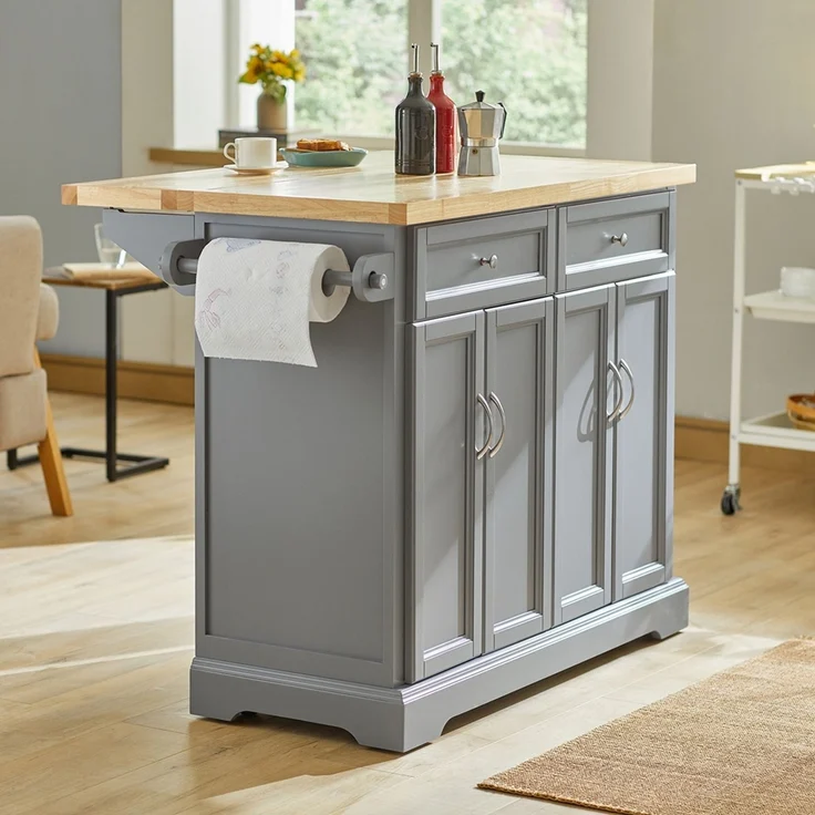 SoBuy FKW71-HG Kücheninsel, MDF, Lackiert, Grau, 115 x 92 x 71 cm – Bild 2