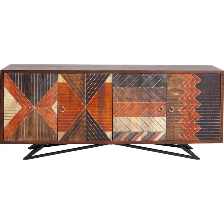 Kare Design Sideboard Tomahawk, schönes Sideboard mit Türen für das Wohnzimmer, Muster und verschiedene Farben, breite Holzkommode, Anrichte, (H/B/T) 75 x 177 x 45 cm